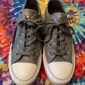Grey leather converse